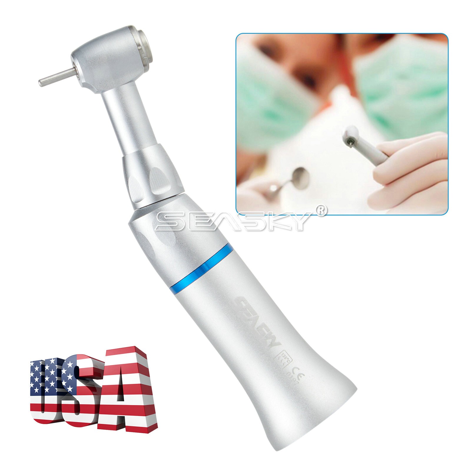 SEASKY Dental Low Speed Contra Angle Handpiece Push Button Fit FG 1.6mm Bur PAG