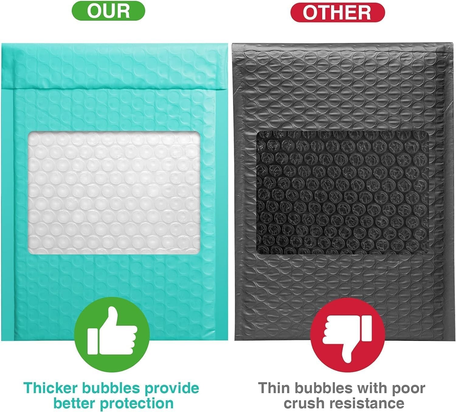 Jiaro Pack Poly Bubble Mailer Padded Envelope Mailing Bags 6×10″ 600Pcs Teal