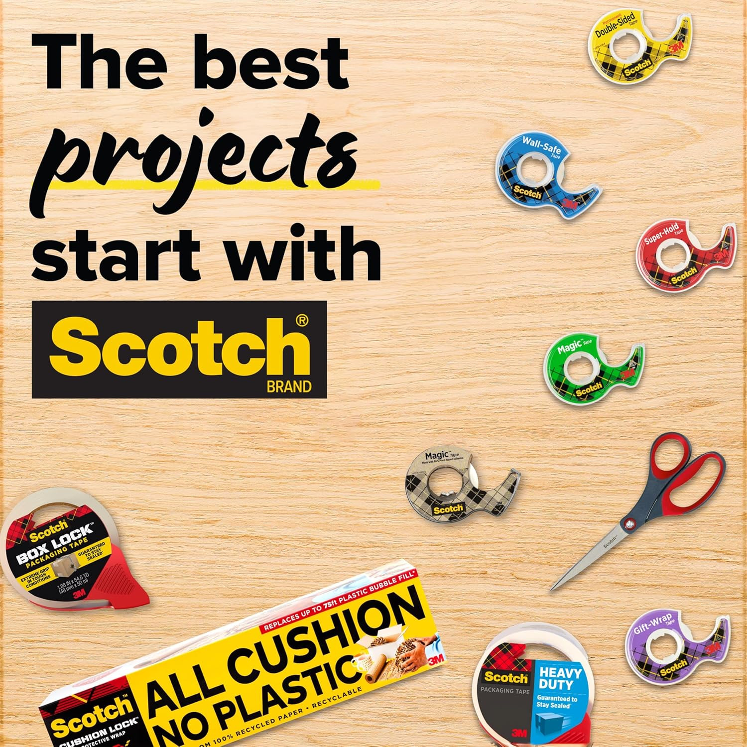 Scotch Transparent Glossy Finish Tape 3/4 x 2592 Inches 3 Inch Core 2 Roll…