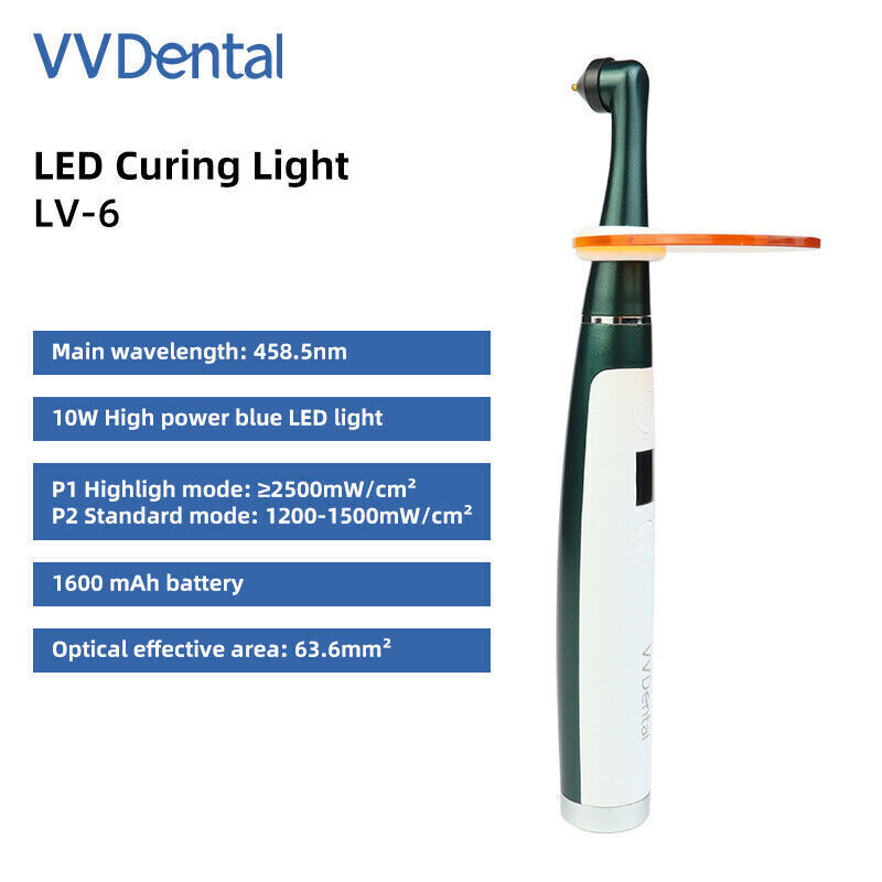 Dental Wireless Cordless LED Curing Light 1 Second Resin Cure Lamp 2 Mode 2500mw