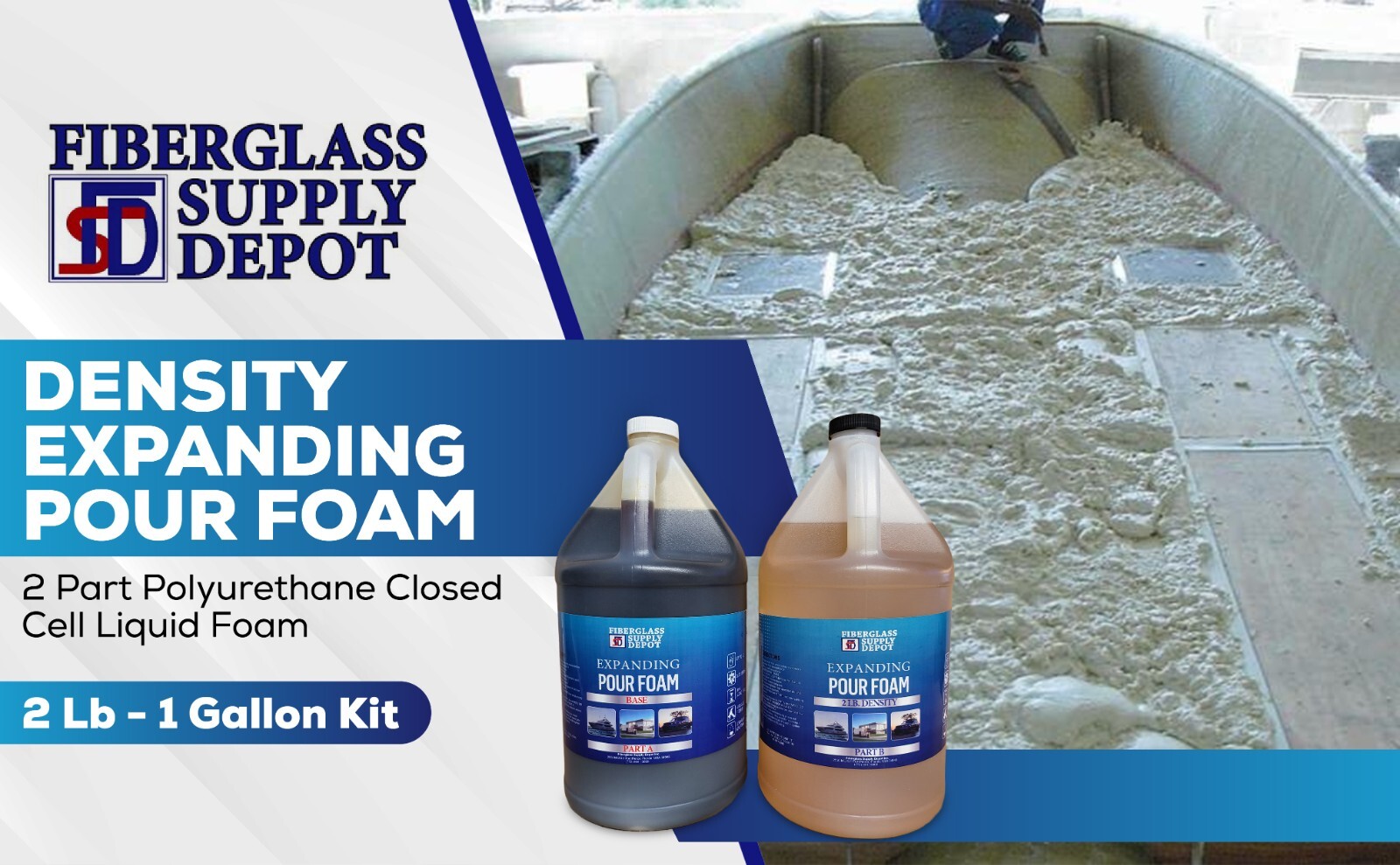 Liquid 2Lb Density Expanding 2 Part Closed Cell Polyurethane Pour Foam:Qt. Kit