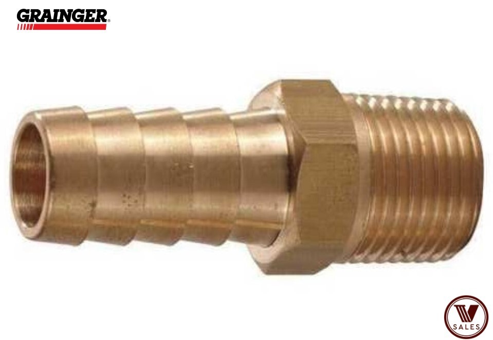 FACTORY NEW! GRAINGER 6AFN9 Brass Straight Fitting 1/2″ Barb x 1/2 Male NPT