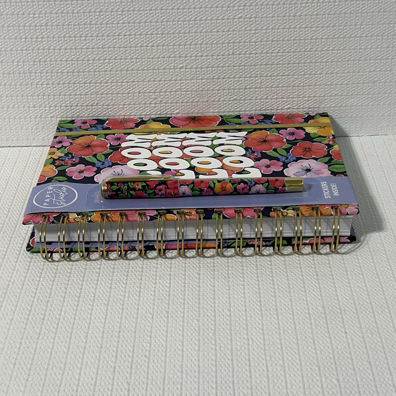 BLOOM Hardcover Spiral Notebook Journal Pen Sticker Set Colorful Lined Flowers