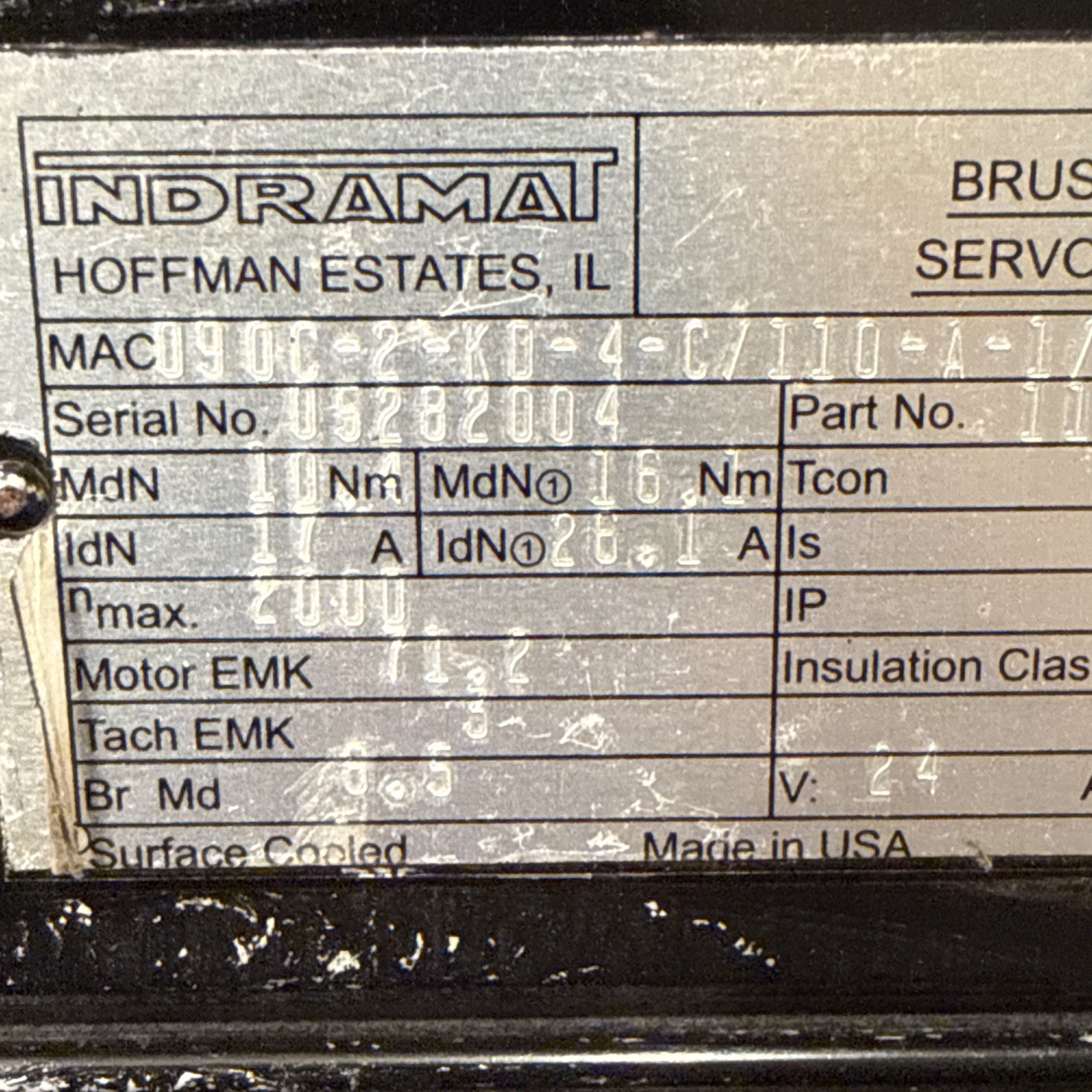 Indramat MAC090C-2-KD-4-C/110-A-1/DI520LV/S001 Servo Motor W/ Fan LEM-AB090X241