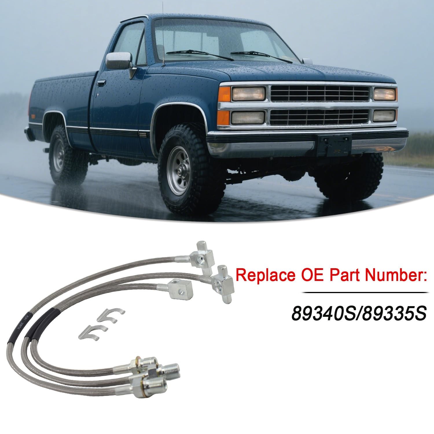 3PCS Stainless Steel Brake Lines Set Fits Chevy GMC C K Truck 4-6 Lift Durable