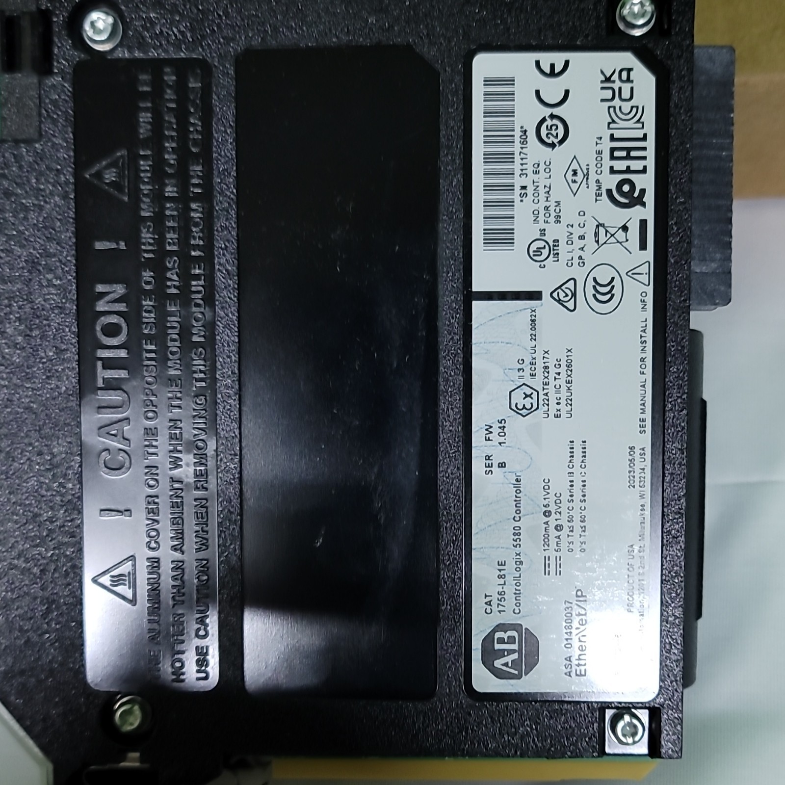 Allen-Bradley ControlLogix 5580 Controller 1756-L81E EtherNet/IP PLC Processor