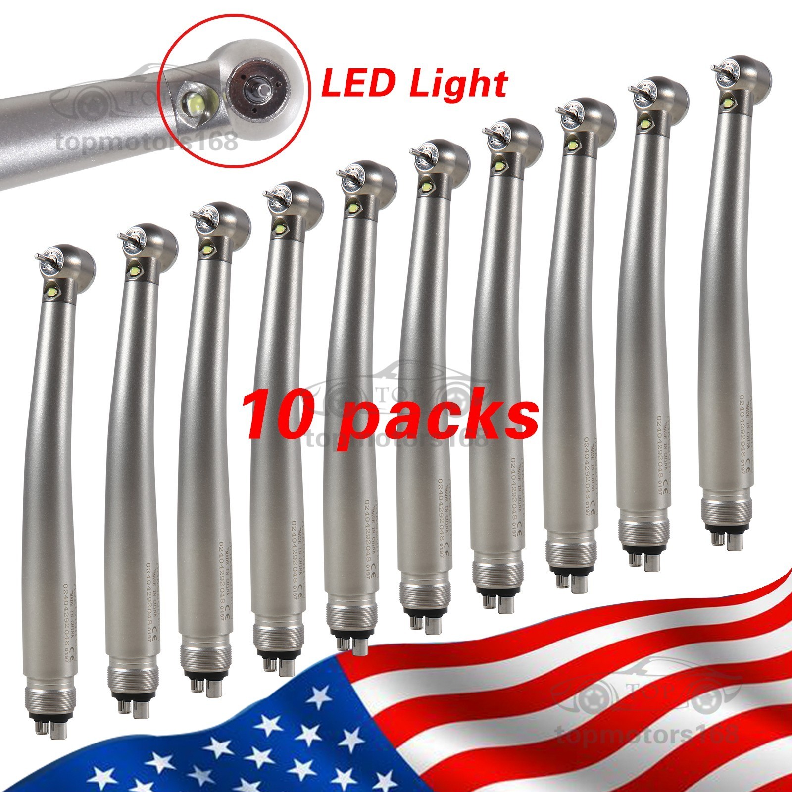 10 PACKS Dental High Speed E generator LED Handpiece Air Turbine 4Hole