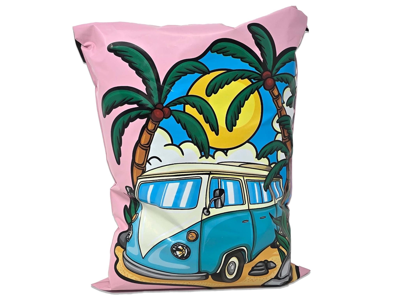 Retro Summer Days 10×13 Poly Mailers – Vintage Van Beach Theme – Lightweight, Fu