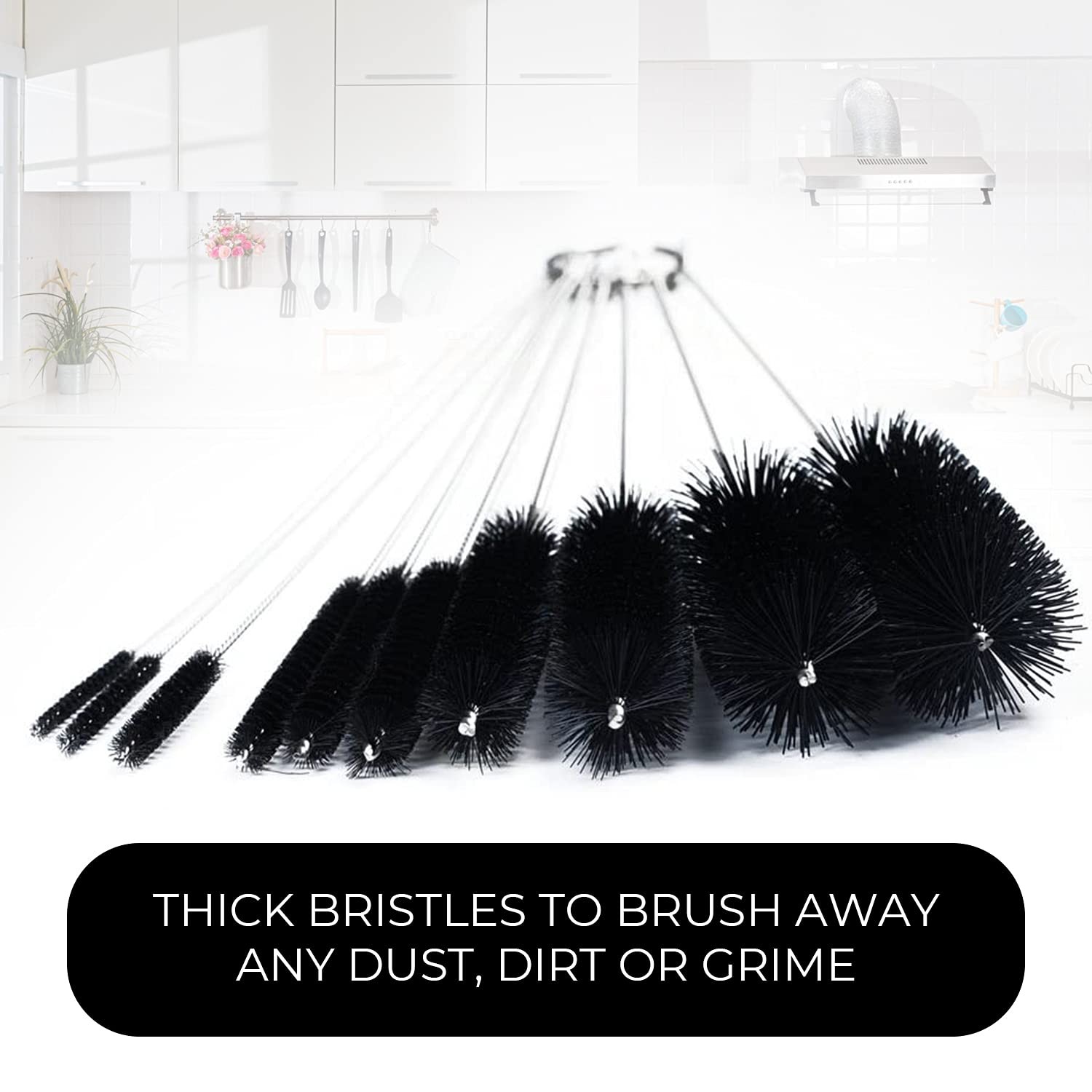 10″ Tube Cleaning Brush Set, 5 Pack Small 5 (2mm 3mm 4mm 5mm 6mm), Green