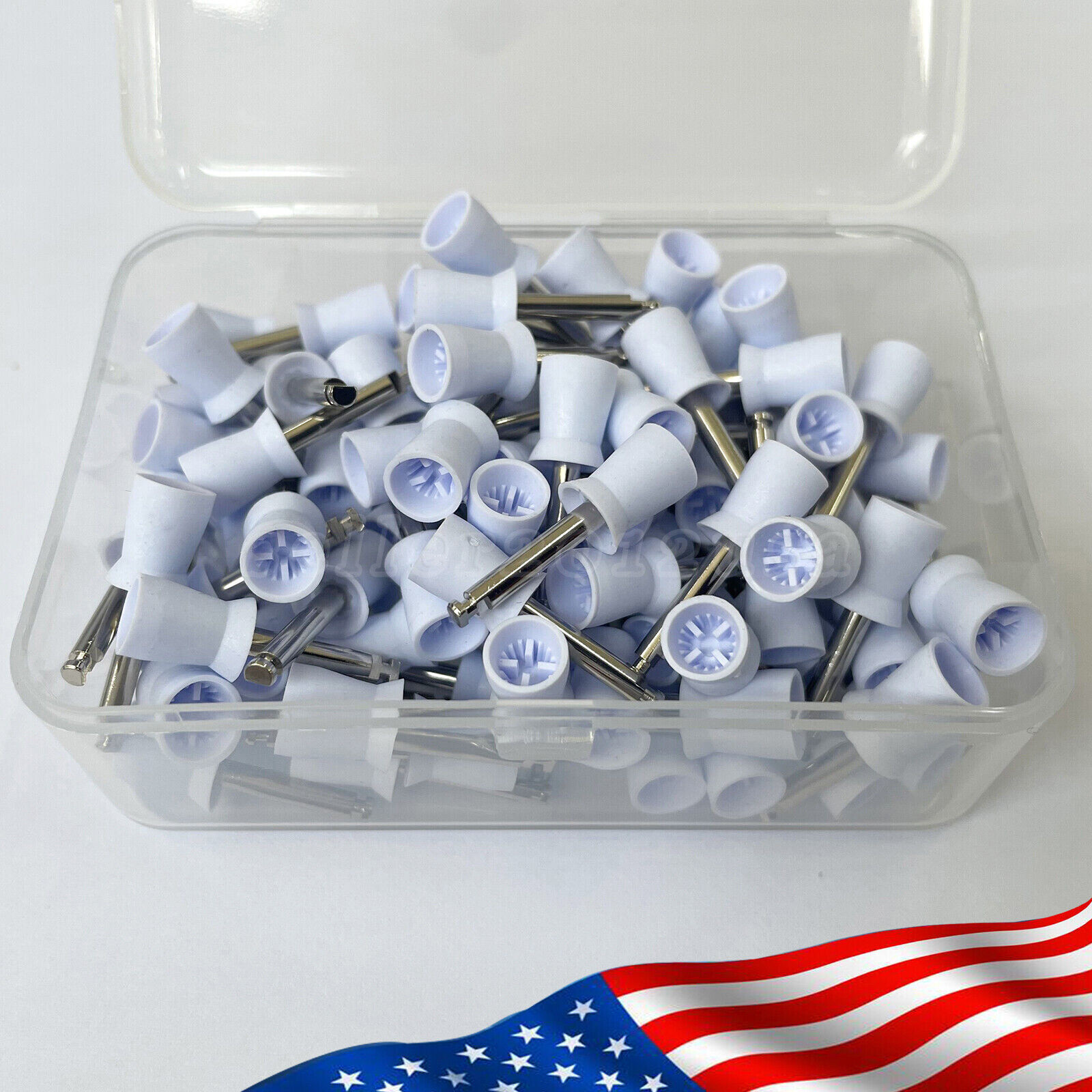 100pcs Dental Tooth Prophy Polishing Cups Latch Type Rubber Polish Polisher US