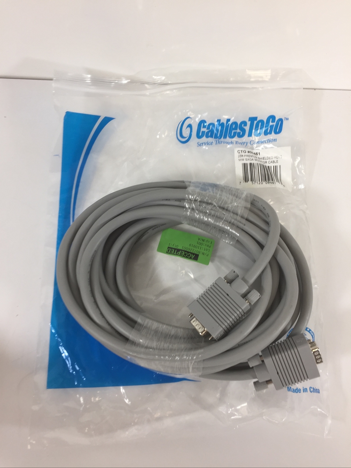 CABLES TO GO CTG 09461 25 Ft PREMIUM HD15 M/M SXGA Monitor Cable Grey