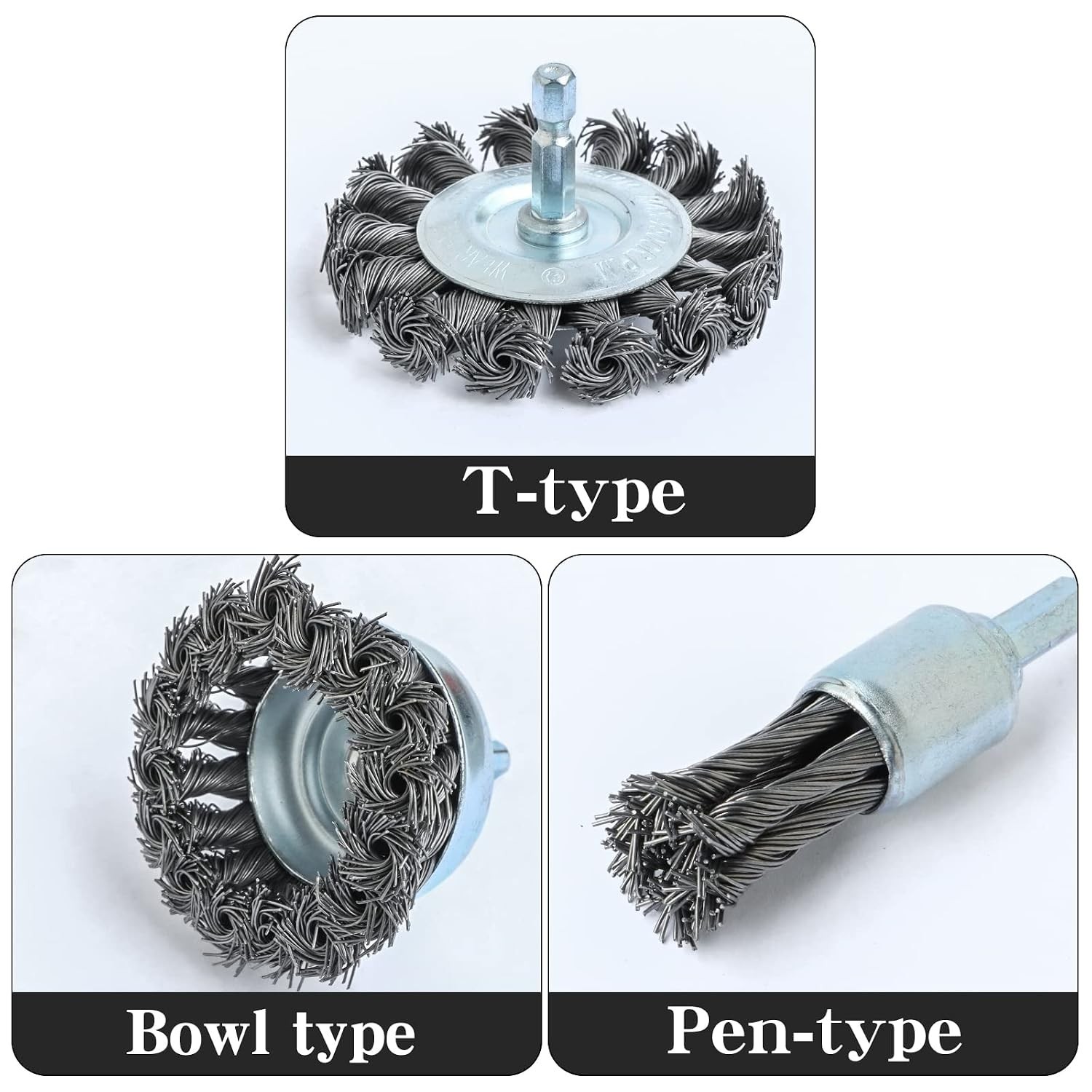 Professional 3-Piece Knotted Wire Brush Set – Ideal for Heavy-Duty Cleaning