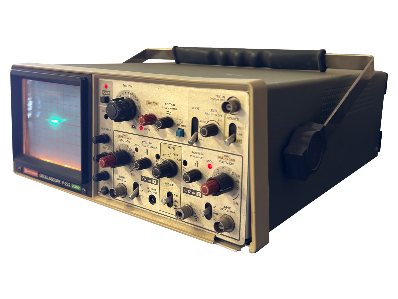 Hitachi V-222 20MHz Dual Channel Analog Oscilloscope Benchtop Scope – Tested