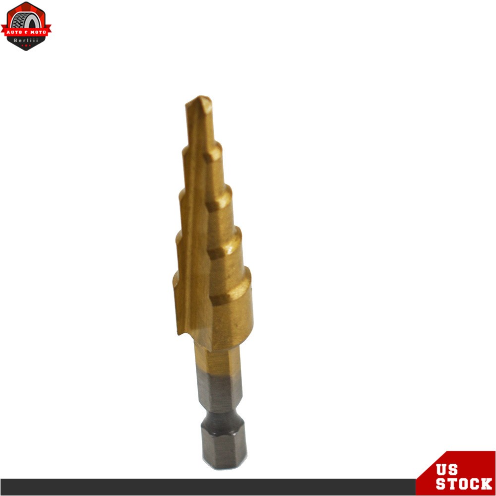 3 Pcs HSS Step Drill Bit Set Titanium Coated High-Speed Steel Cone Drill Bit