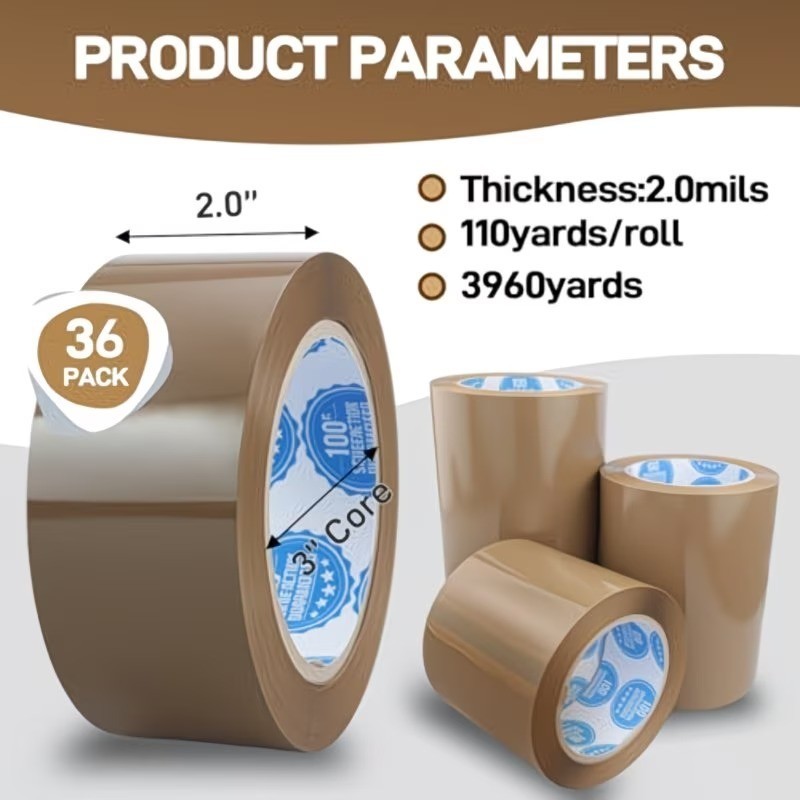 Brown Packing Tape 2 Inch x 110 Yards Moving Shipping Box Sealing 2.0 Mil