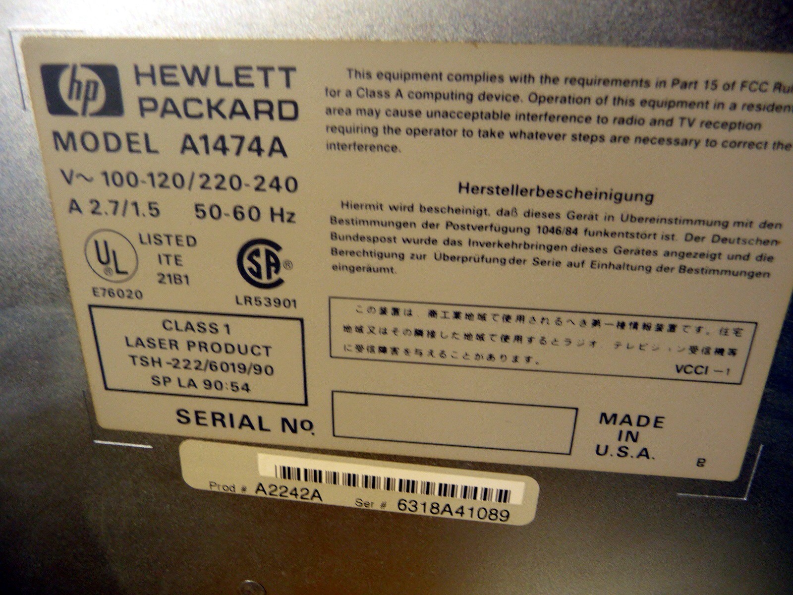 HP A1474A MODEL382 with floppy