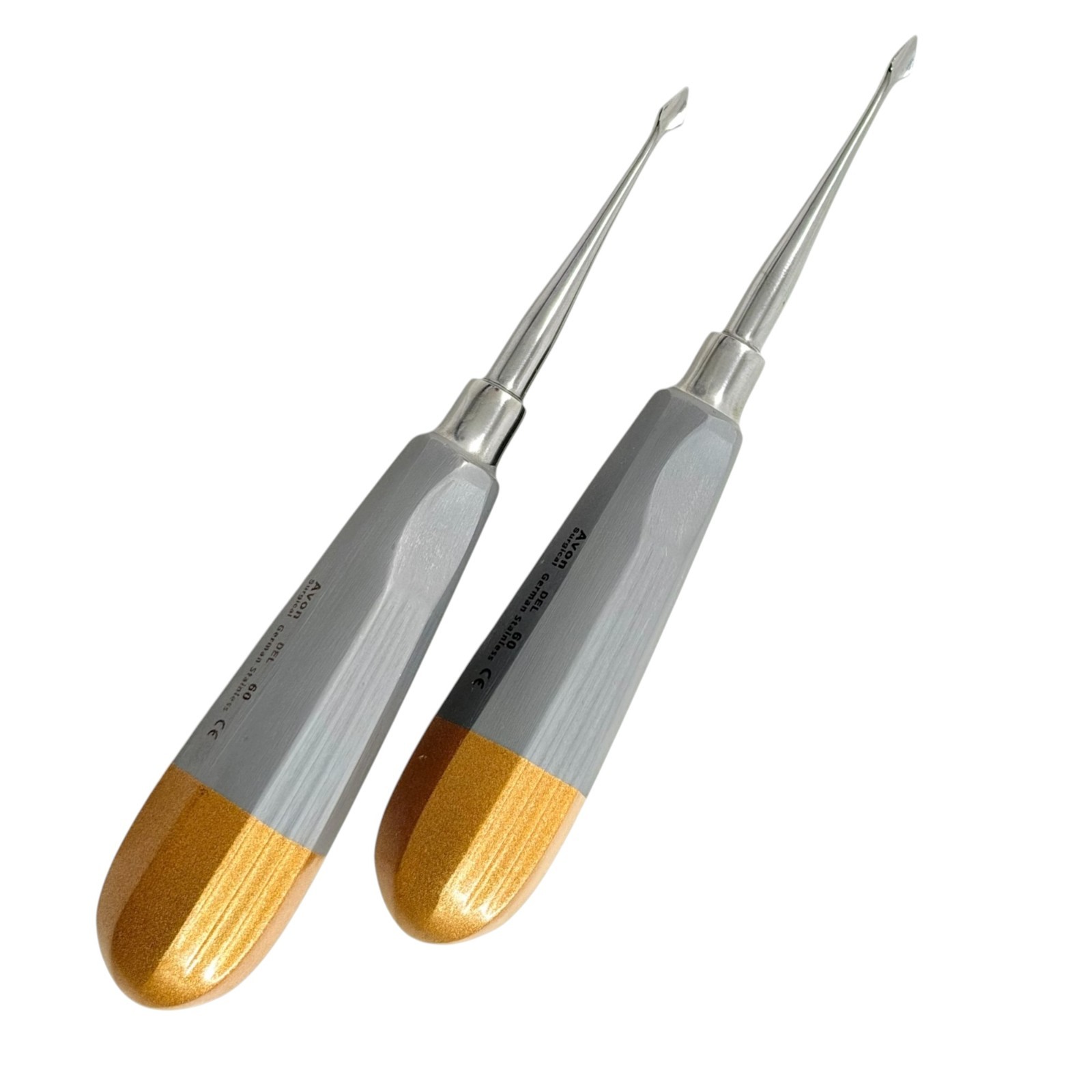 2 EA German Dental Tooth Surgery Straight Spade Concave Root Tip Elevator #60