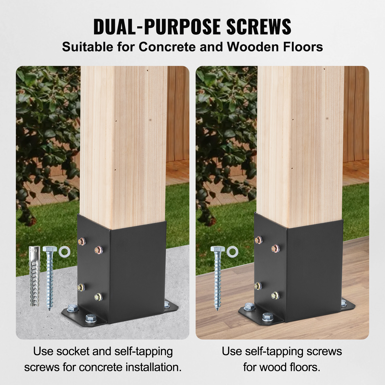 VEVOR 4 Pack 4×4 Post Base Brackets Heavy Duty Wood Post Fence Post Anchor