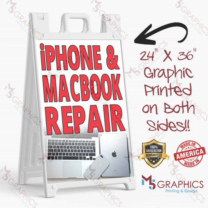 iPhone & Macbook Repair Signicade, A-Frame Sidewalk Sign Outdoor New AA002