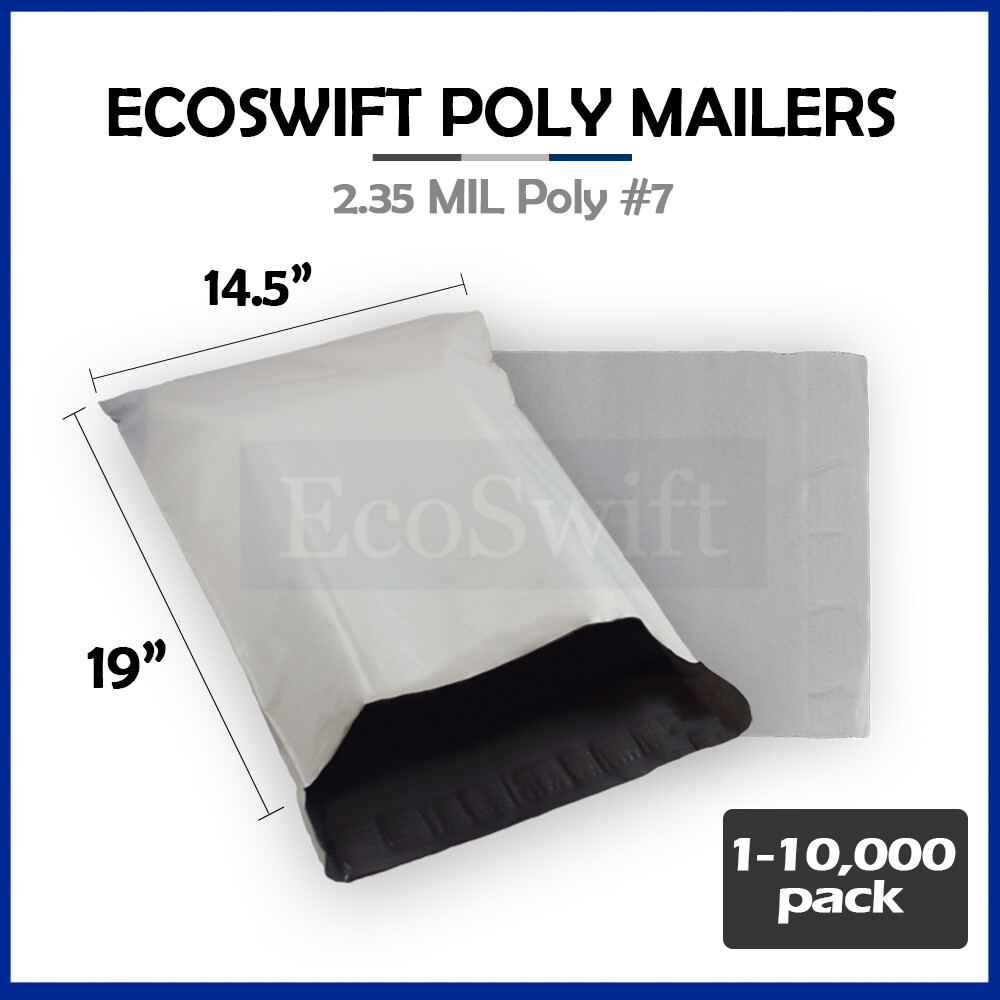 1-10000 14.5×19 “EcoSwift” Poly Mailers Envelopes Plastic Shipping Bags 2.35 MIL