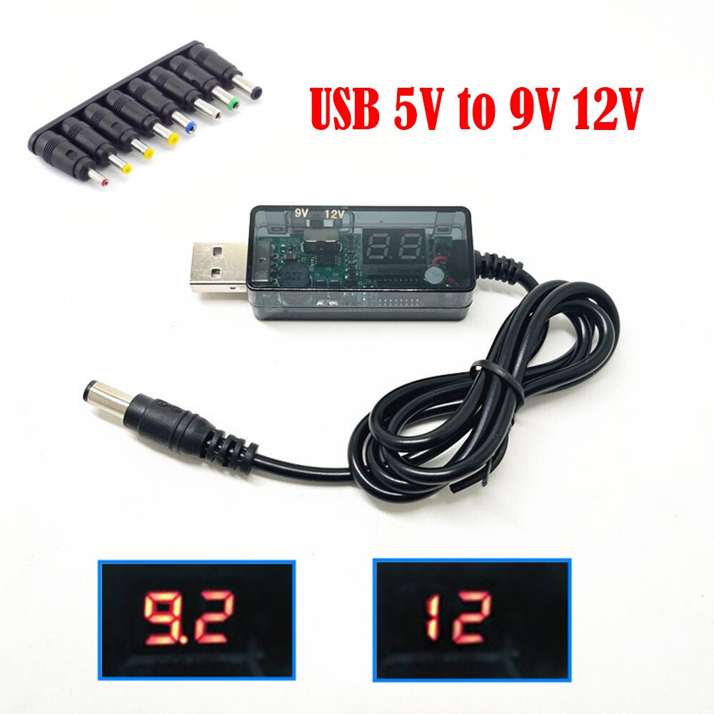 USB 5V to DC 9V 12V Step UP Converter Module Power Boost Adapter Cable 5.5X2.1mm