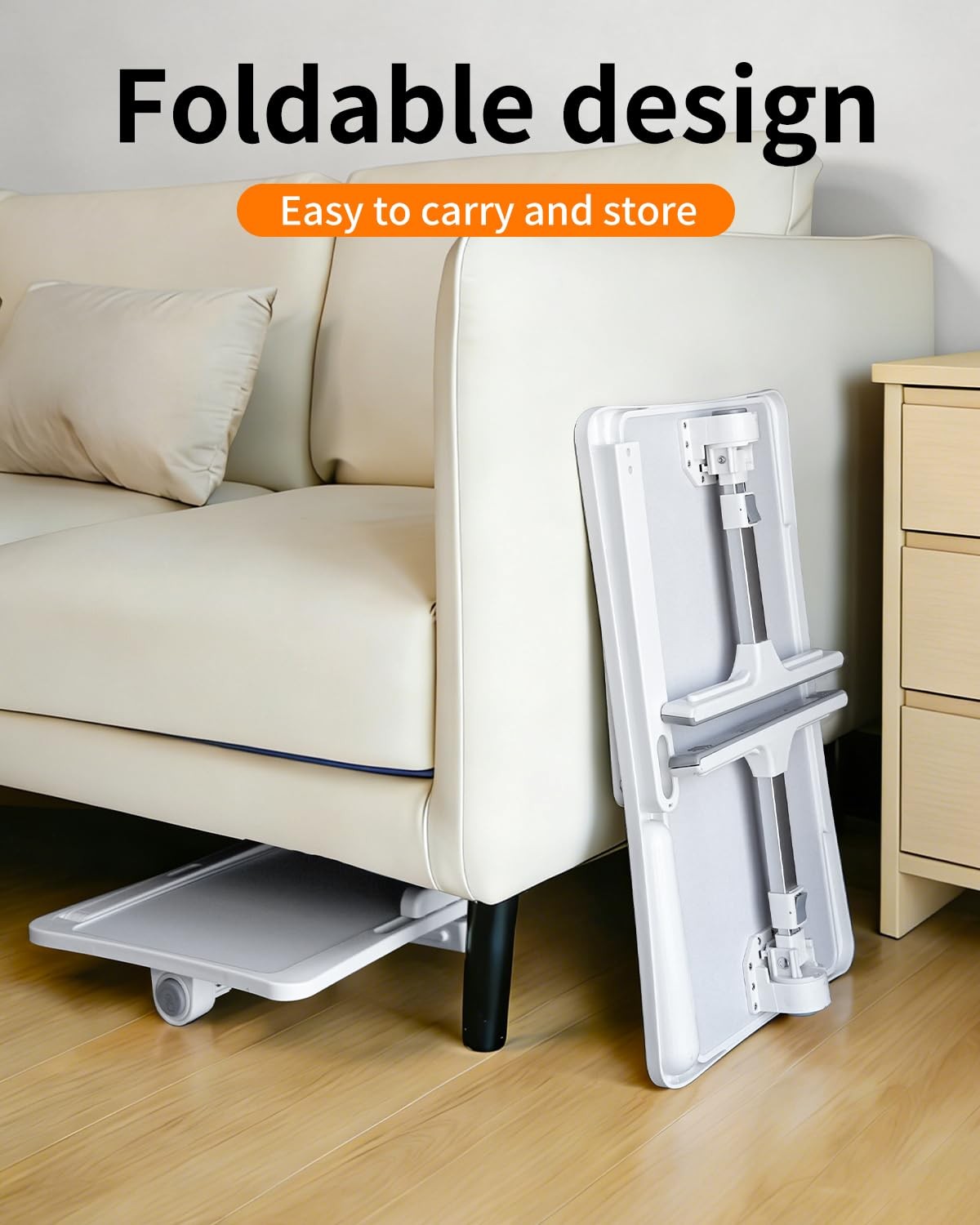Laptop Desk Bed Table with LED Light,Adjustable Lap lapdesk light, White