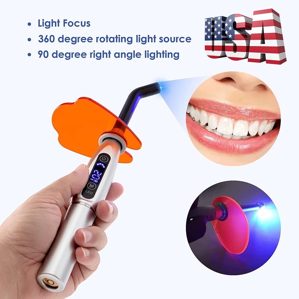 Dental Wireless Cordless LED Cure Curing Light Lamp 2000mw 5W Tool Resin Cure US