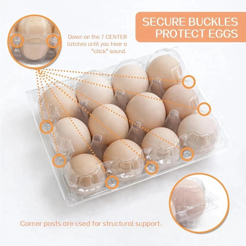100 Packs Egg Cartons Cheap Bulk Plastic for 12 Eggs Clear Egg Cartons
