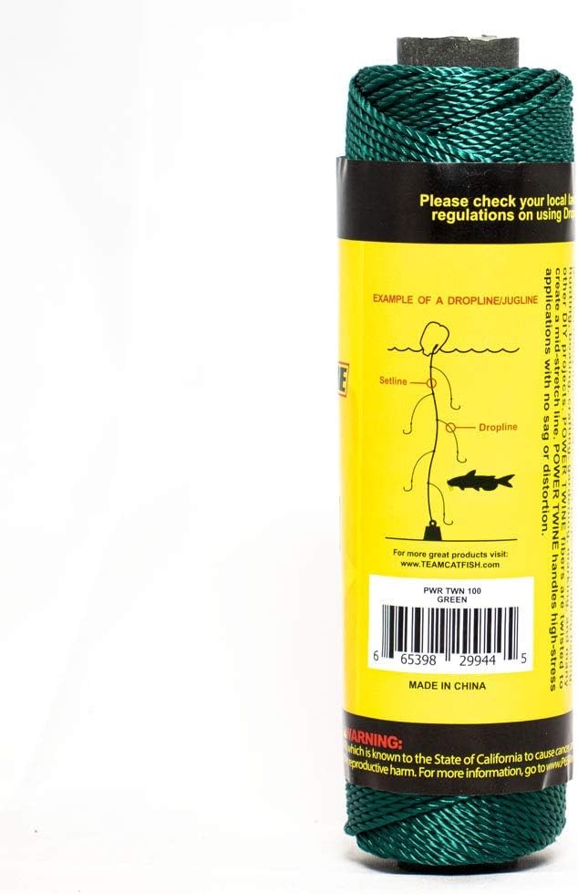 TEAM CATFISH Power Twine – Nylon Bank Line for Fishing, Bushcraft, Green