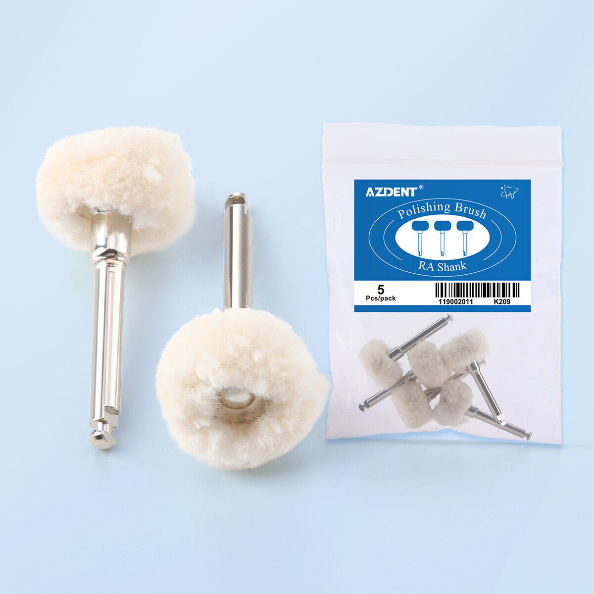 Rueda de cepillo de pulido dental RA 2.35mm cabello blanco de cabra/fieltro/algo