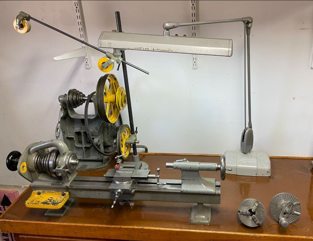 Elgin Lathe Grinding Attachment Belt Driven Adjustable Sliding Spindle & Height