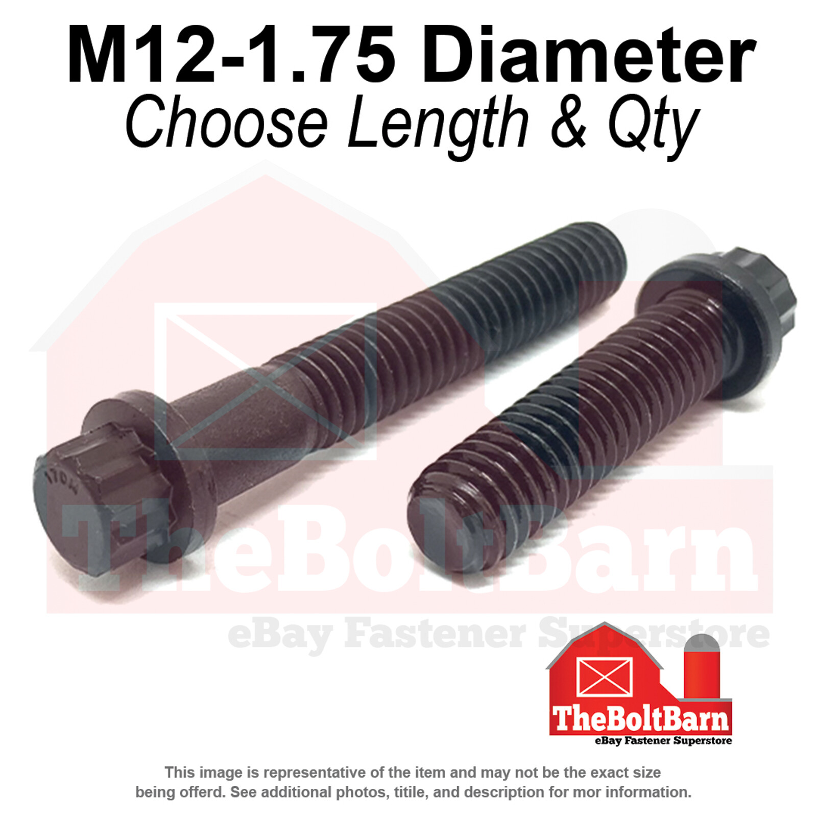 M12-1.75 Metric 12 Point Flange Screws Bolts Black Oxide (Pick Length & Qty)