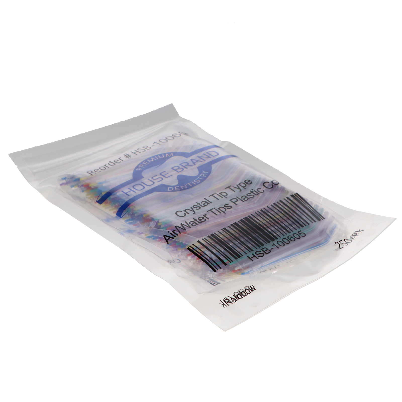 House Brand Dentistry 100605 Crystal Rainbow Air/Water Tips Plastic Core 250/Pk