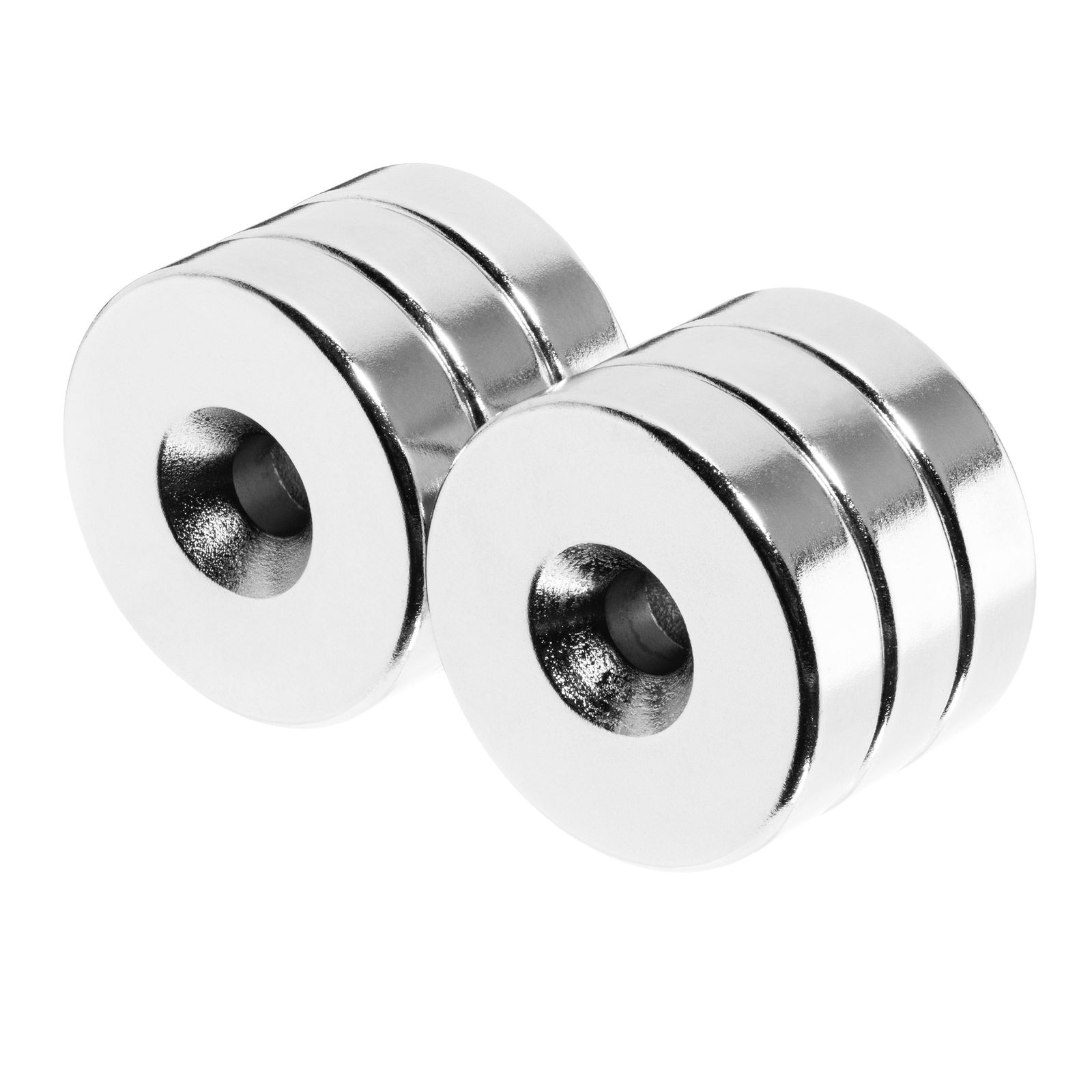 1 x 1/4 Inch Strong Neodymium Rare Earth Countersunk Ring Magnets N42 (6 Pack)