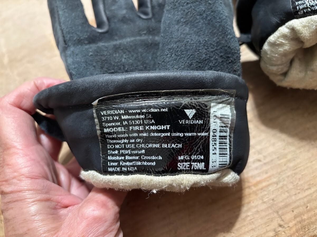 Veridian Crosstech 2023-24 Fire Knight Resistant Structural Gloves Sm Med Lg XL
