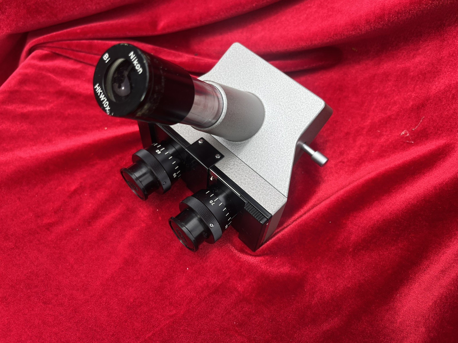 Olympus CH Trinocular Head for CH Series Microscopes — Silver Hammertone Vintage
