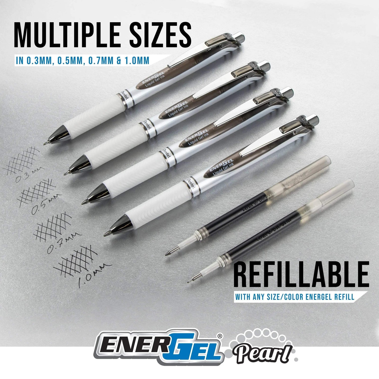 EnerGel PEARL RTX Liquid Gel Pens (0.5mm), Needle Tip, Assorted Ink, 14-Pk
