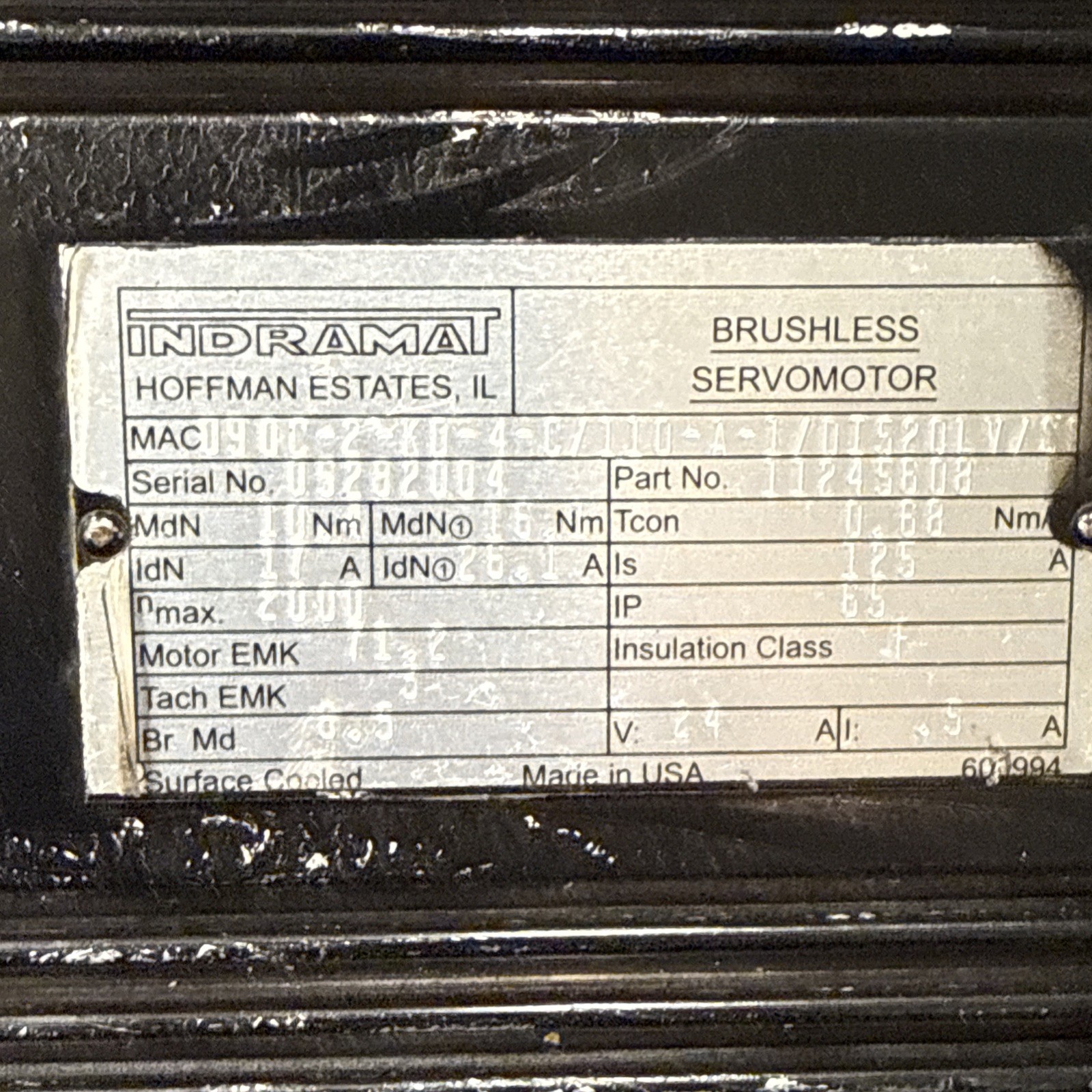 Indramat MAC090C-2-KD-4-C/110-A-1/DI520LV/S001 Servo Motor W/ Fan LEM-AB090X241