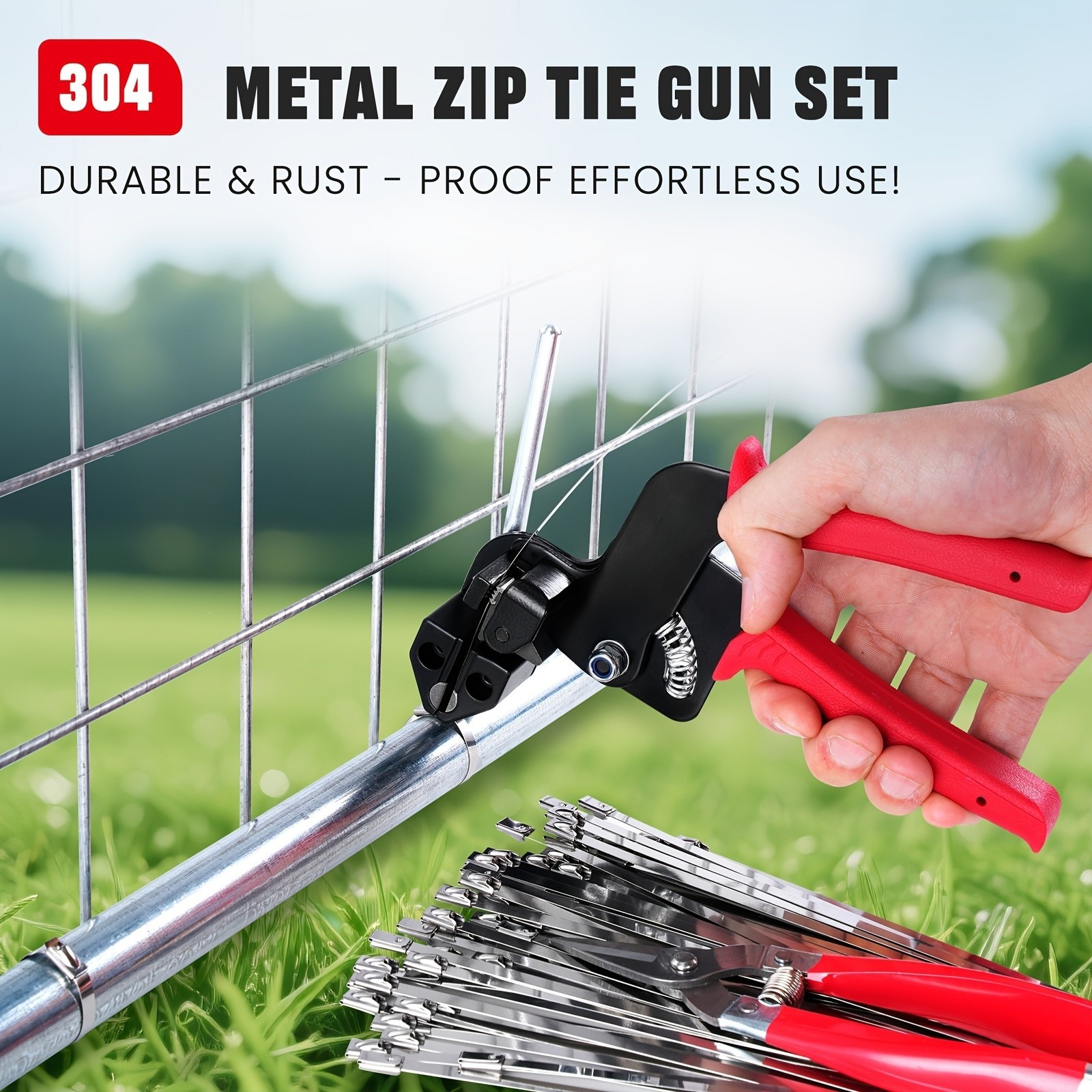 Stainless Steel Zip Ties Gun Kit,Heavy Duty Outdoor Fastening Cable Tie Tool Set