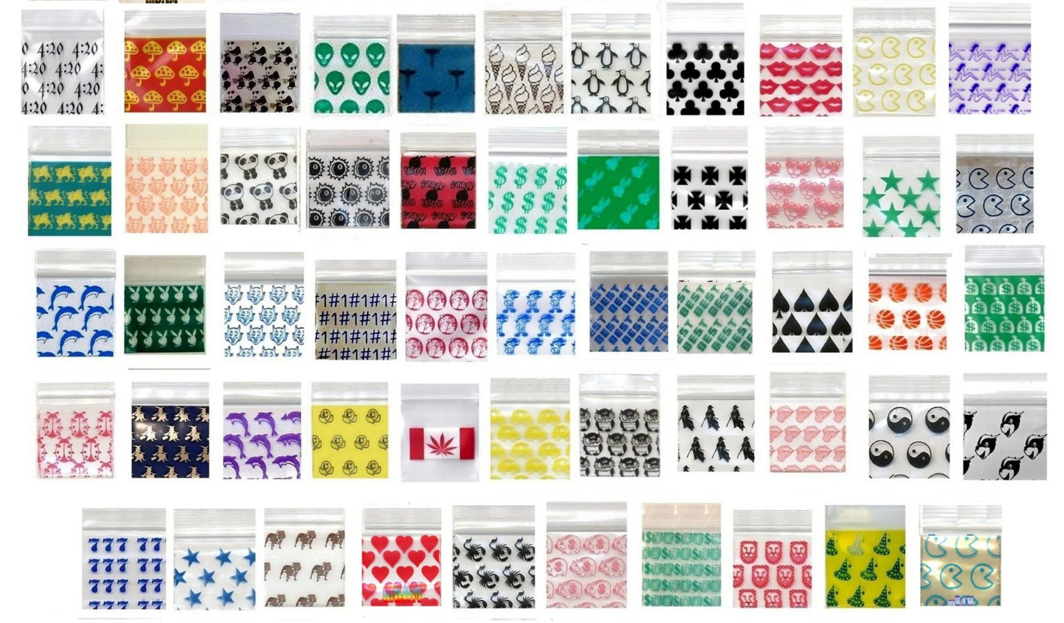 500 Apple Baggies 1010 1″ x 1″ PREMIUM RANDOM MIX 5+ STYLES (5 packs x 100)