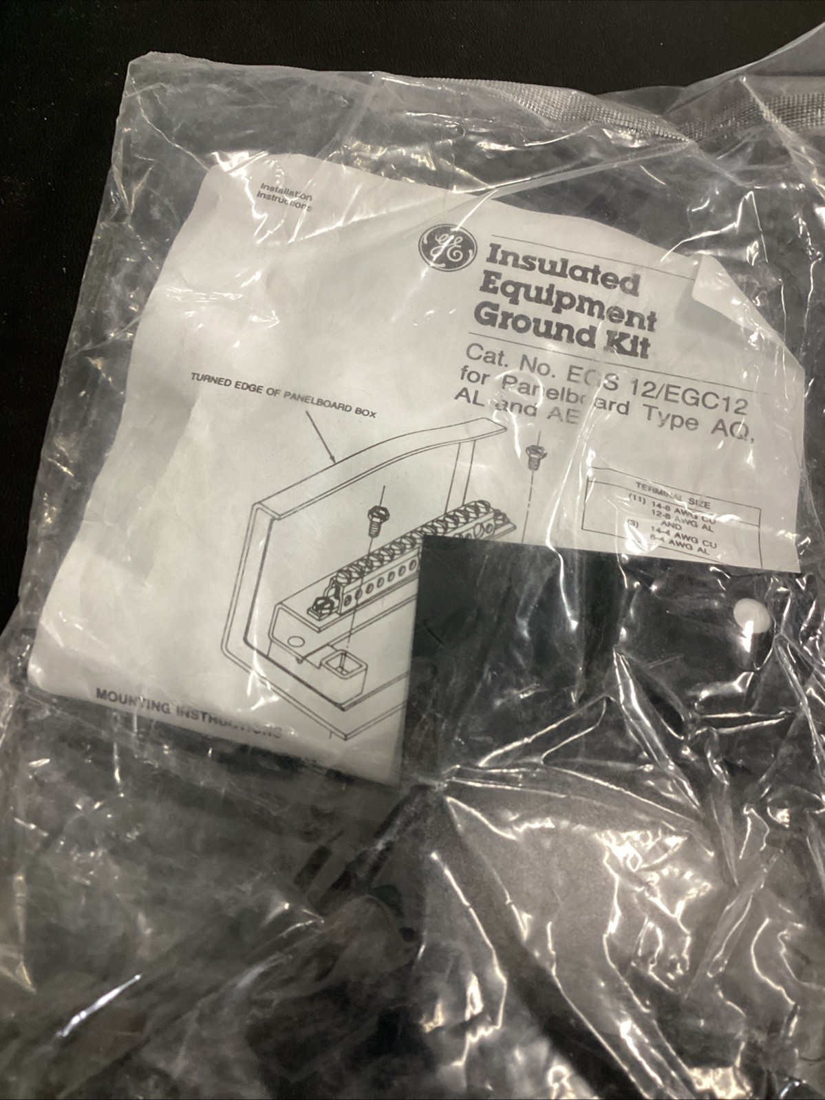 New – GE EGS12/ EGC12 Insulated Equipment Ground Kit