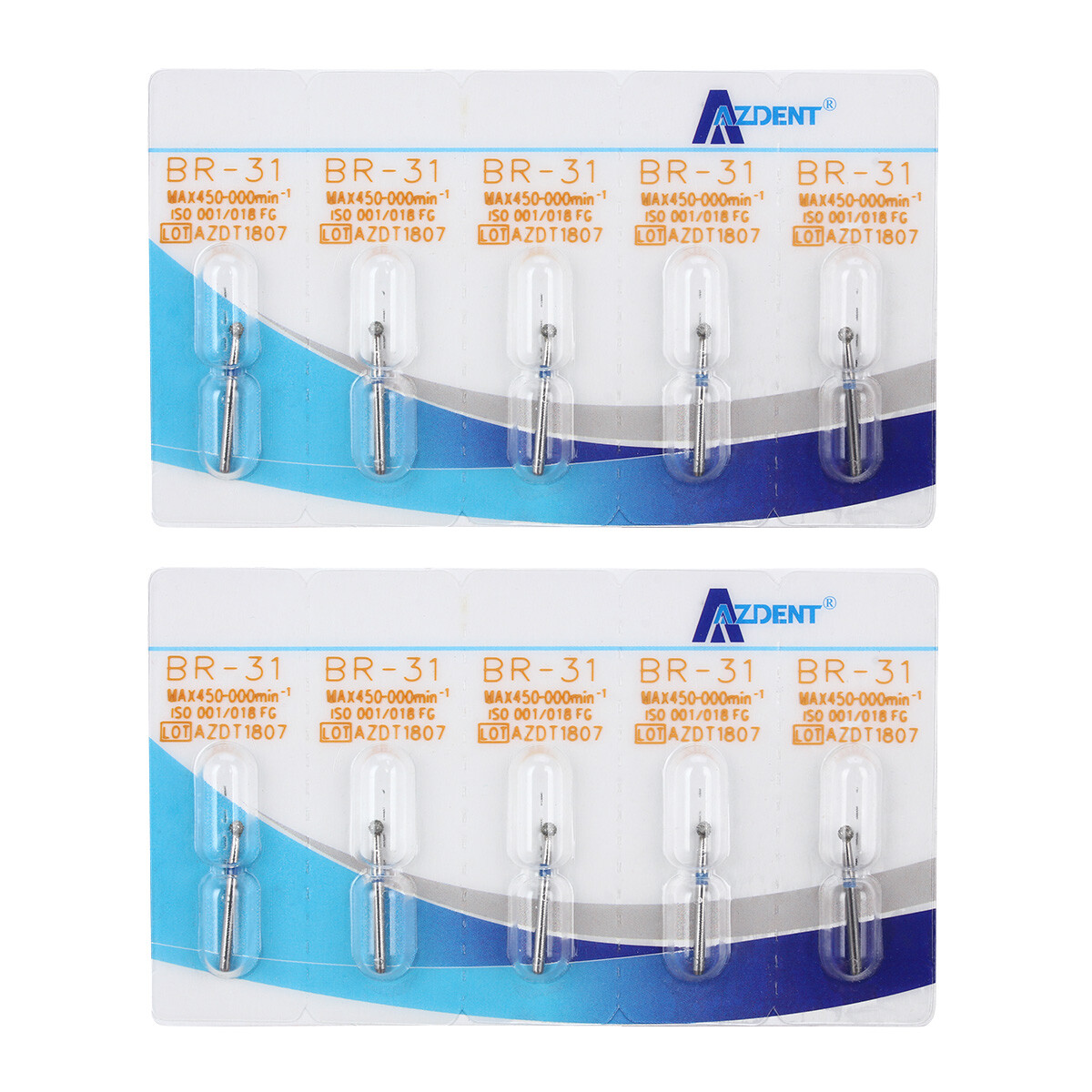 5PCS AZDENT Dental Diamond Burs Friction Grip For High Speed Handpiece Turbine