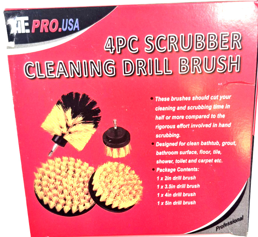 4pc. SCRUBBER CLEANING BRUSH SET QUICK CONNECT