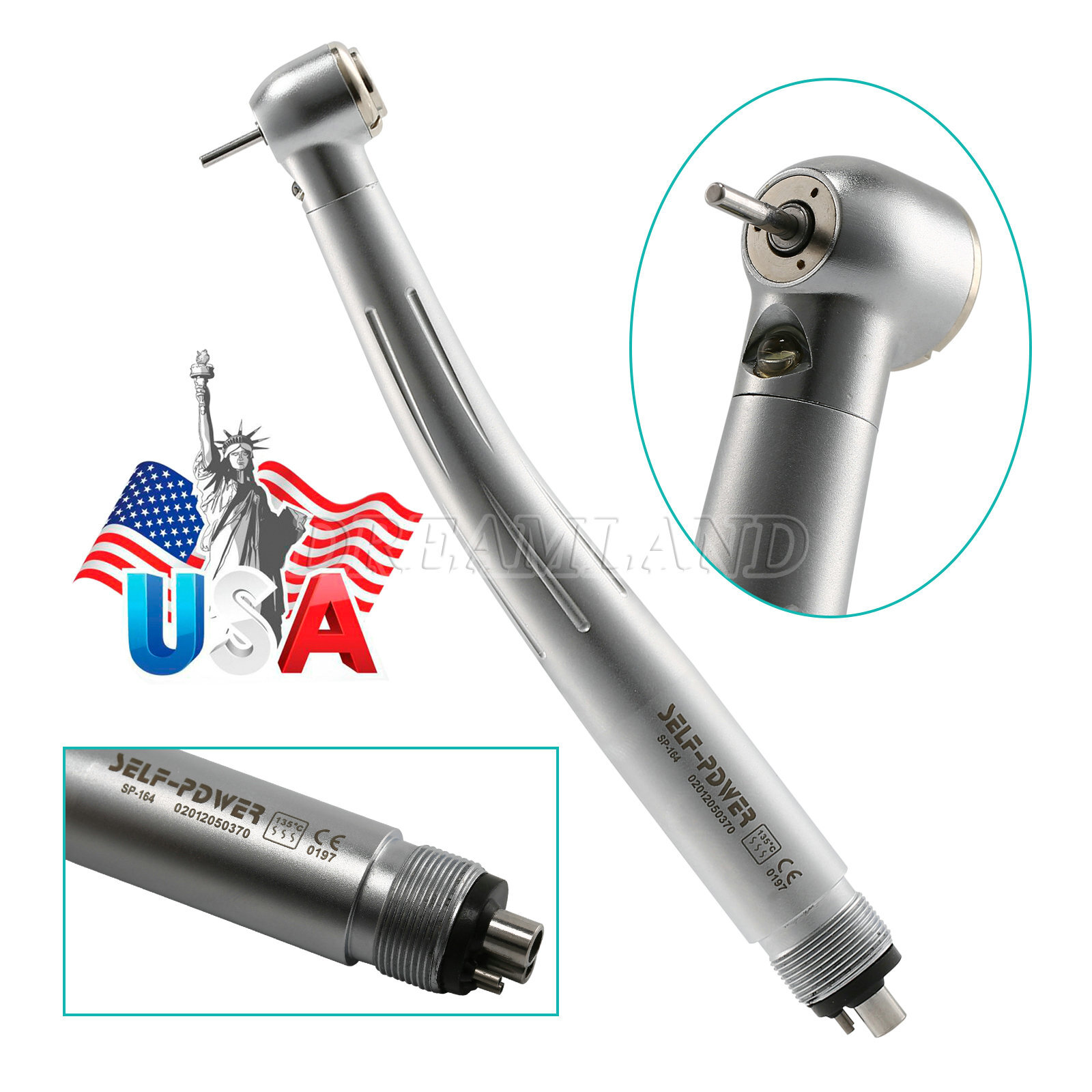 NSK Style Dental Fiber Optic LED E-generator High Speed Handpiece Turbine 4 HOLE
