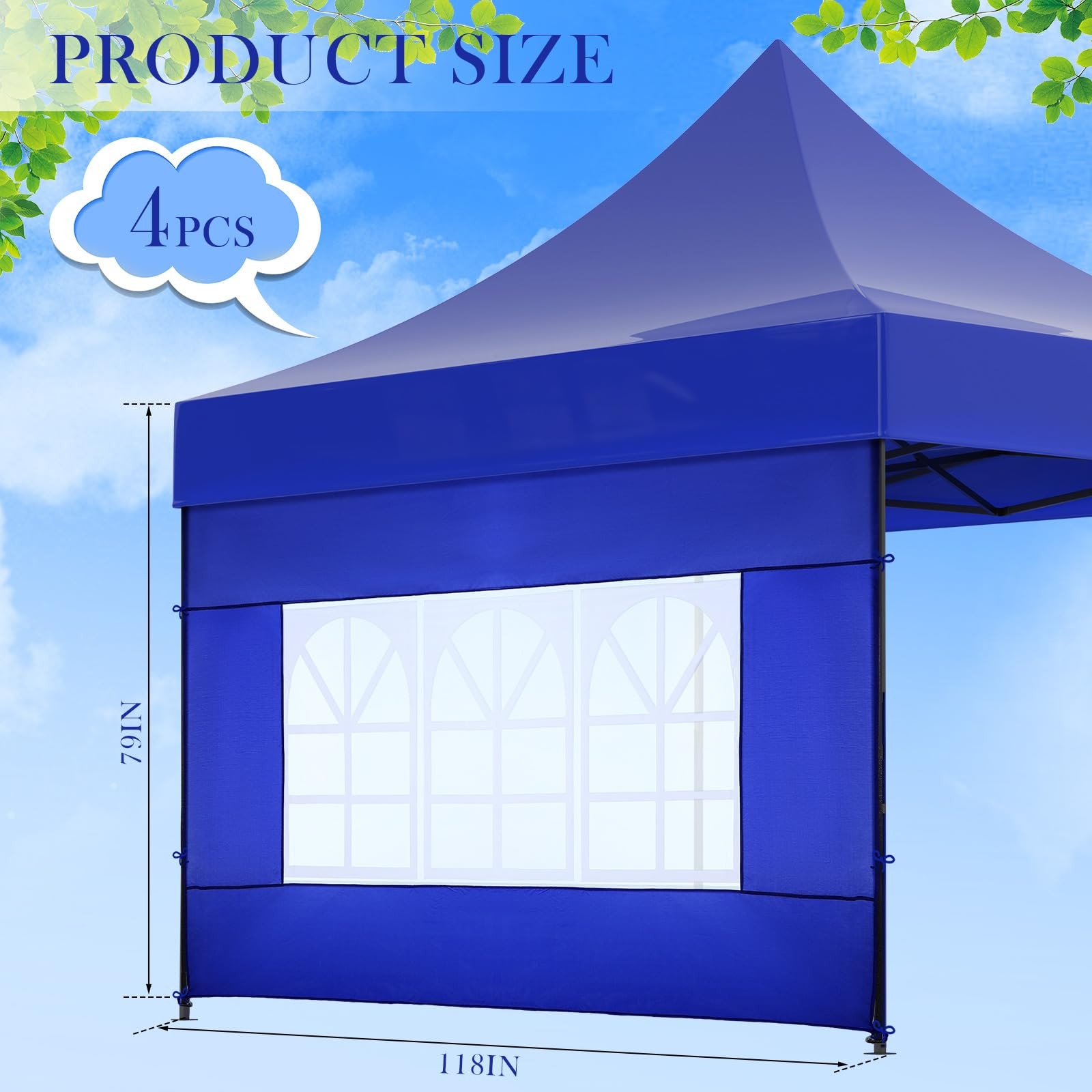 Windyun 4 Pcs Sidewall For 10 X 10 Canopy Frame Sidewall Window Wall Only