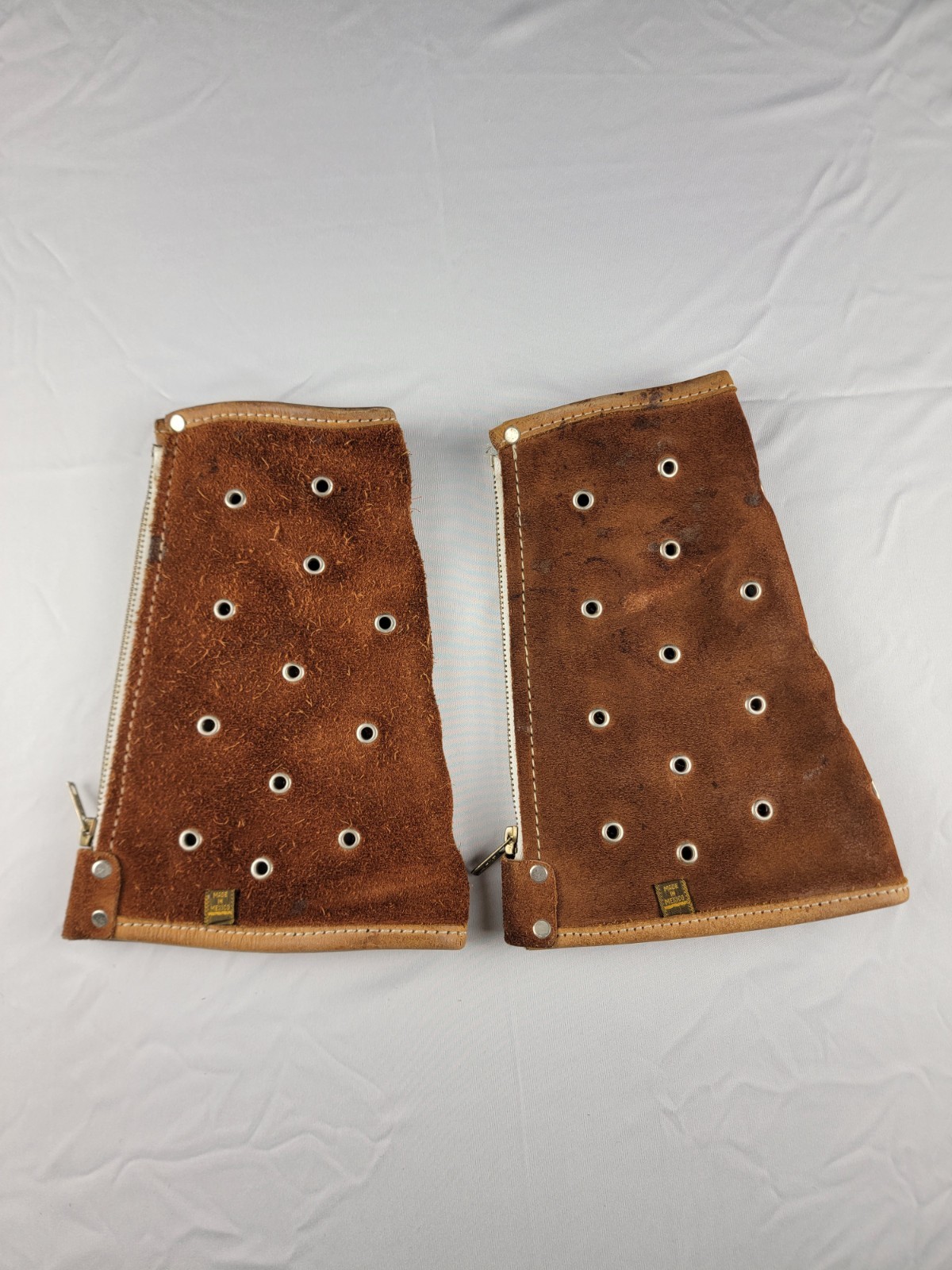 Vintage Leather Glassblowing Arm Guards Pair Suede Heat Shields Made in Mexico