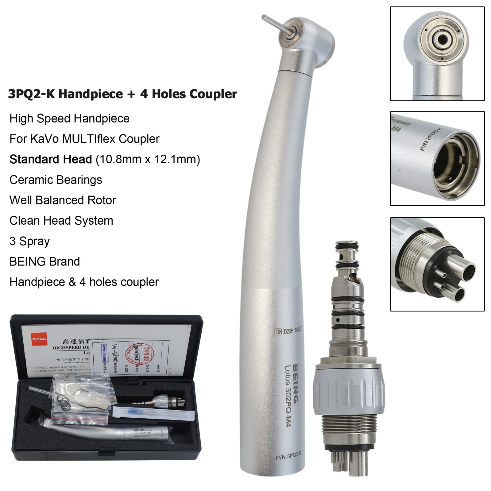 BEING High Speed Dental Handpiece Air Turbine For KAVO MULTIflex Coupler 4 Hole