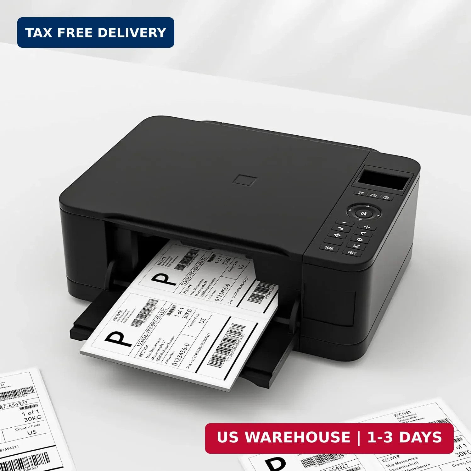 Shipping Labels with Rounded Corner, 8.27 x 5.32 Inches Half Sheet Self Adhesive