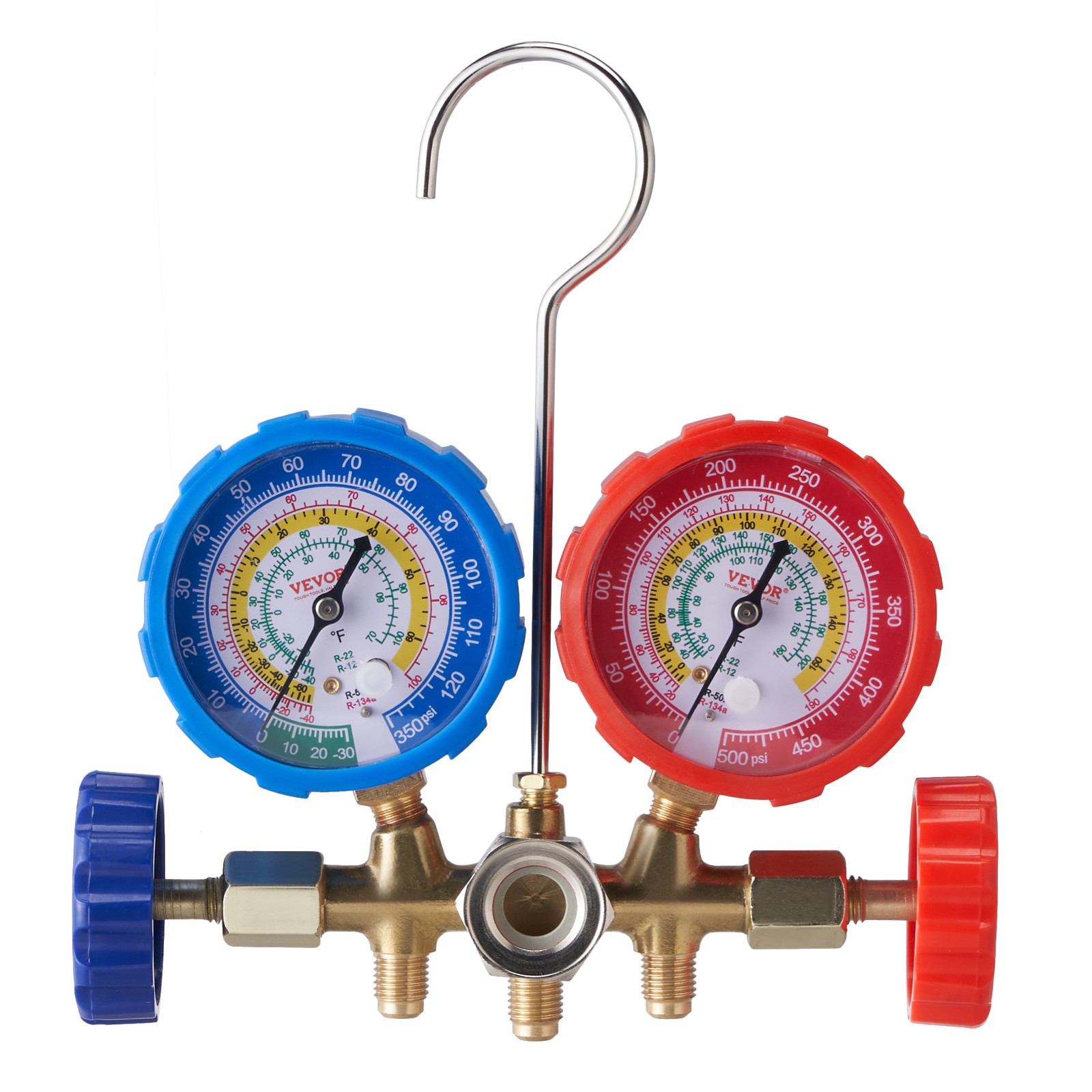 VEVOR AC Manifold Gauge Set 3-Way Fit R134A R12 R502 Refrigeration Charging