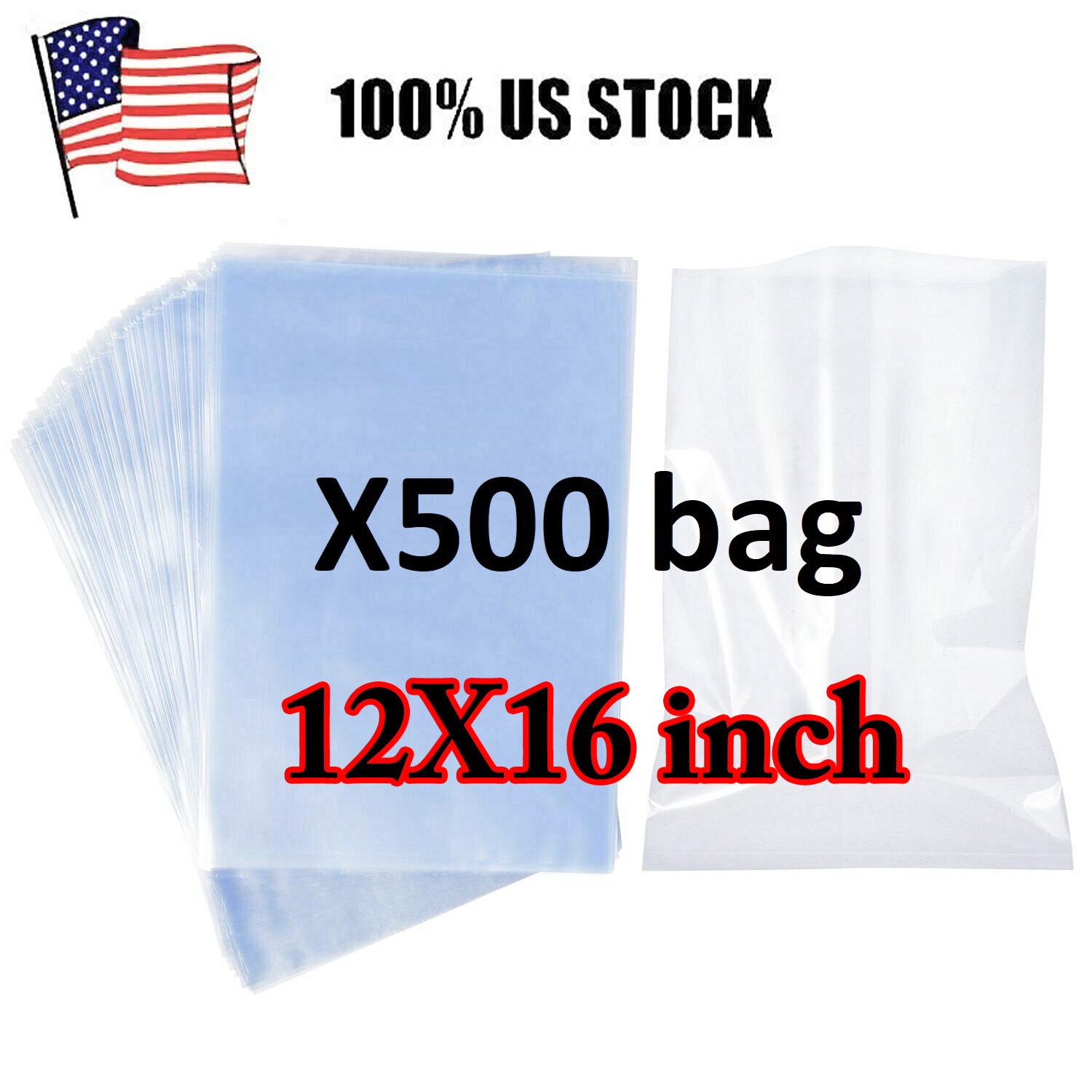 X500 12″X16″ Clear Heat Shrink Wrap Bags PVC Film Gifts Bottles Candles Packing